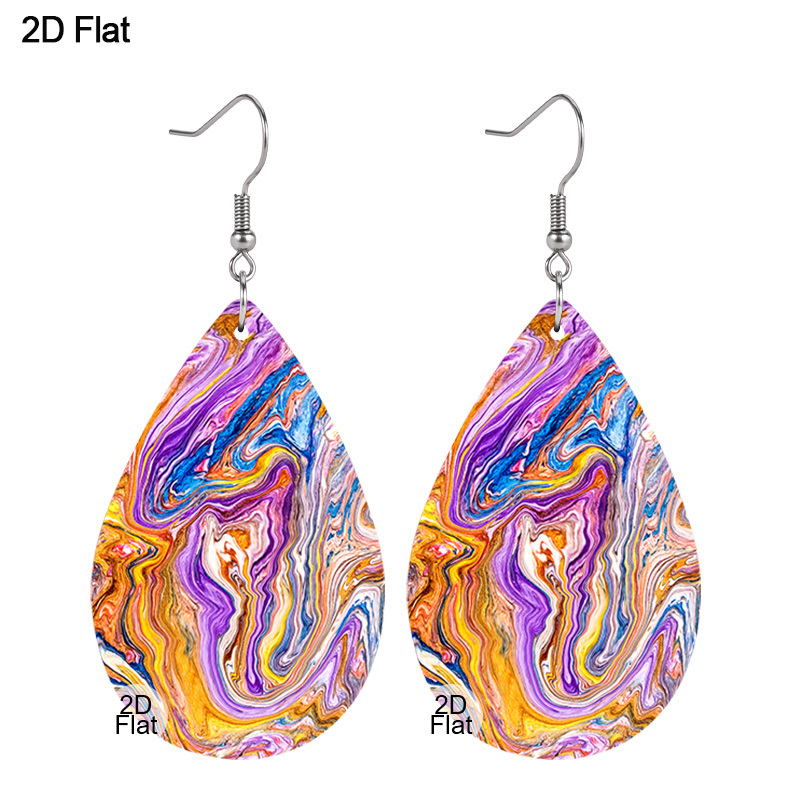 Women's Dual Design Swirl PU Dangle Earrings